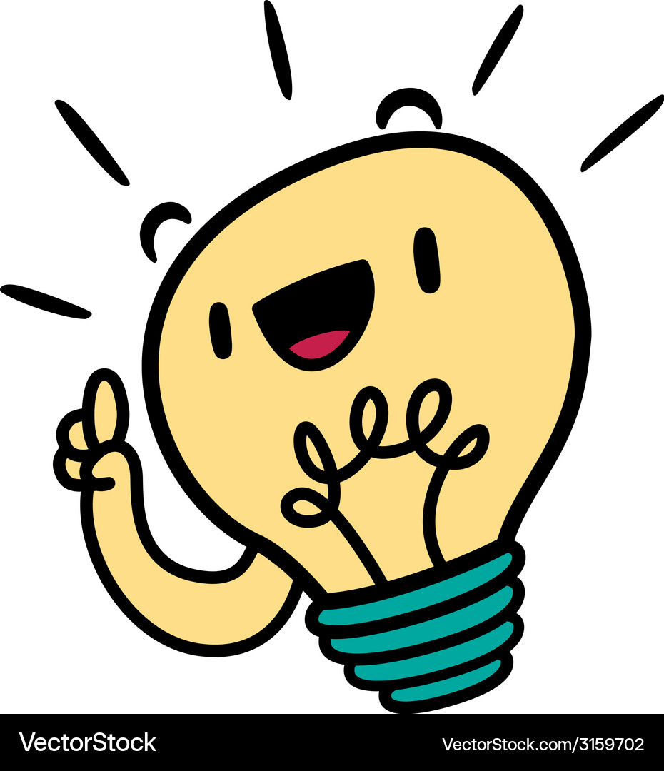 Adorable Light Bulb Character with Idea – Royalty-Free Vector | VectorStock, image size:930x1080