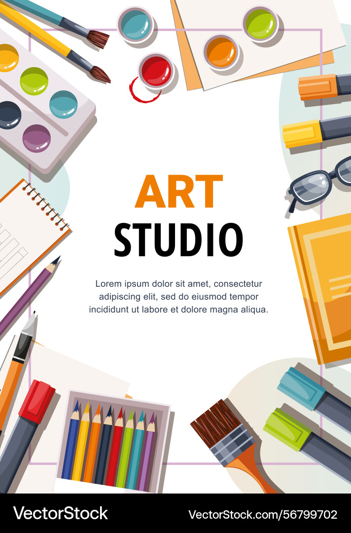 Big set with painting tools element art class Big set with painting tools element art class Vector Image
