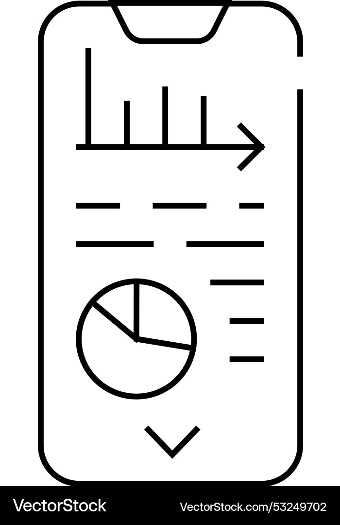 Data analysis mobile app line icon Data analysis mobile app line icon vector image