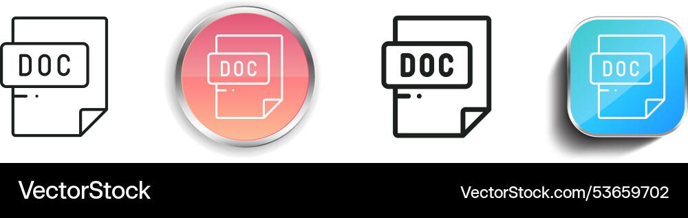 Doc file format icon thin linear regular Doc file format icon thin linear regular Vector Image