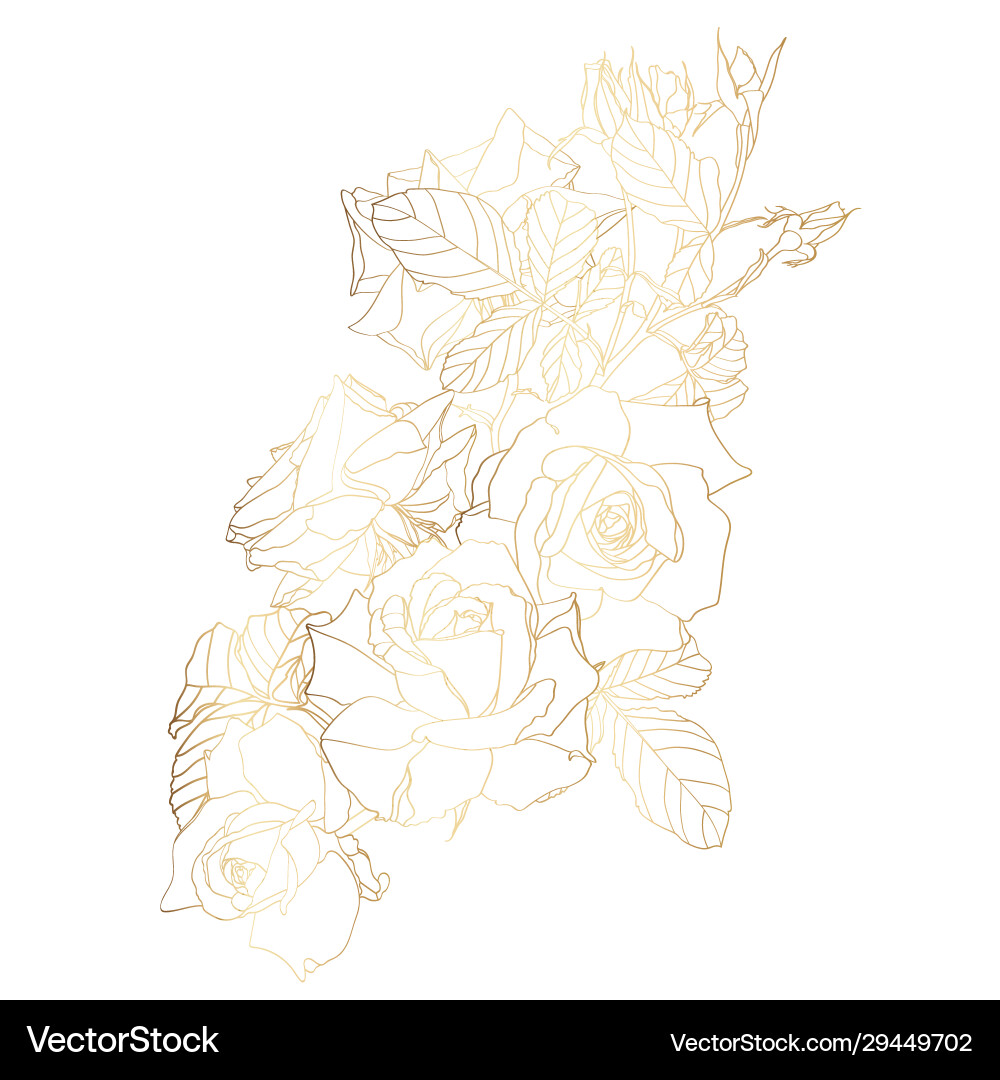 Hand drawn summer vintage rose gold bouquet Hand drawn summer vintage rose gold bouquet vector image