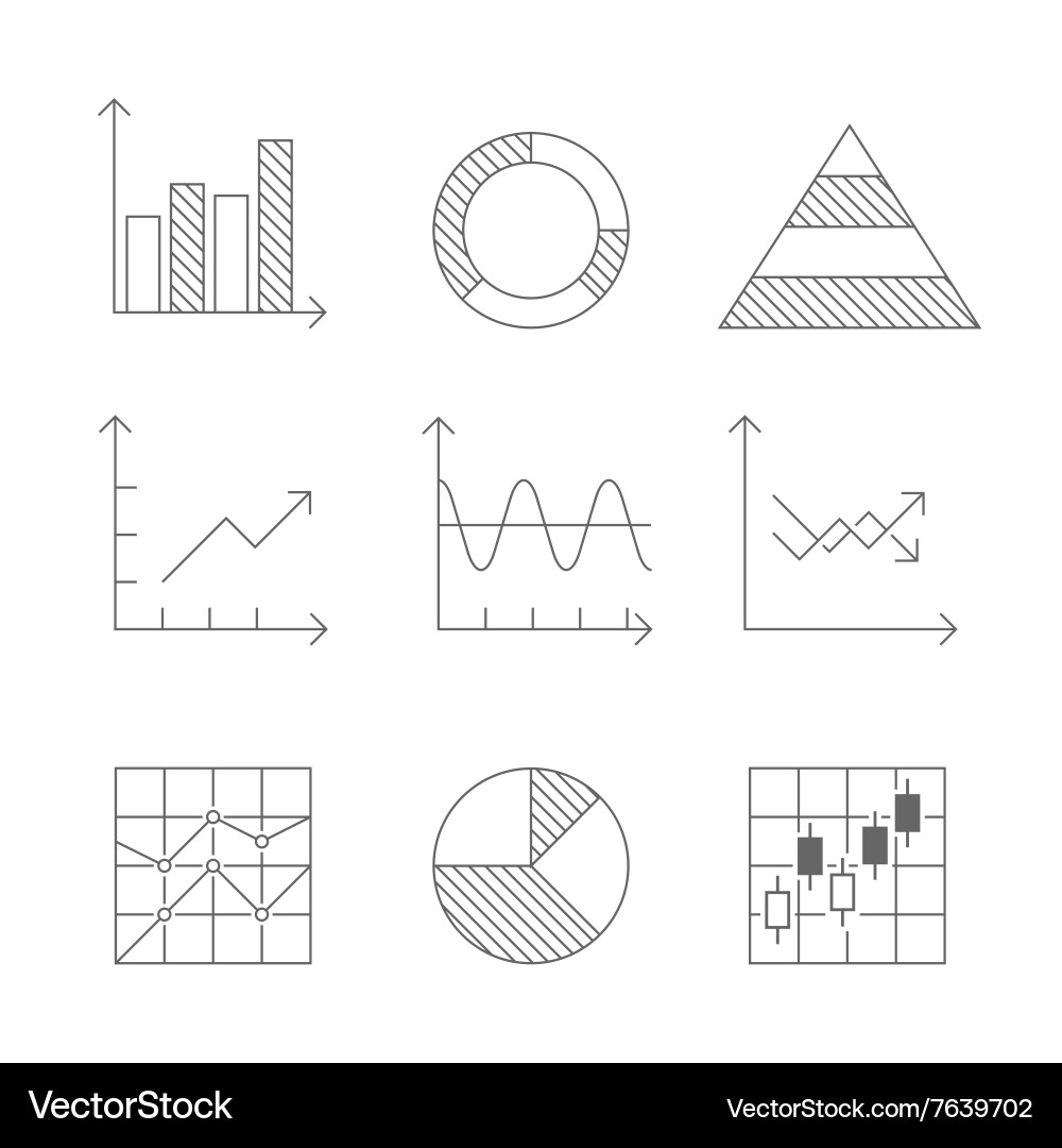 Line Graph Icons - Chart Set vector image