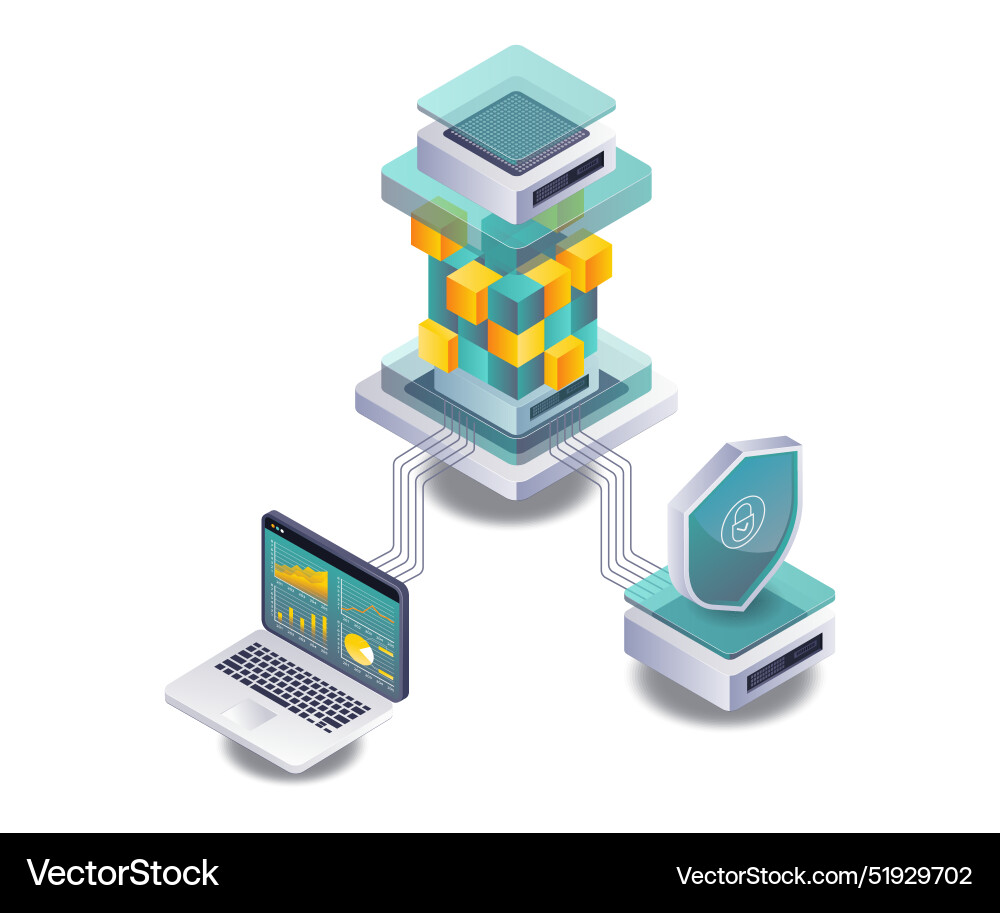 Security analysis of blockchain server technology Security analysis of blockchain server technology vector image