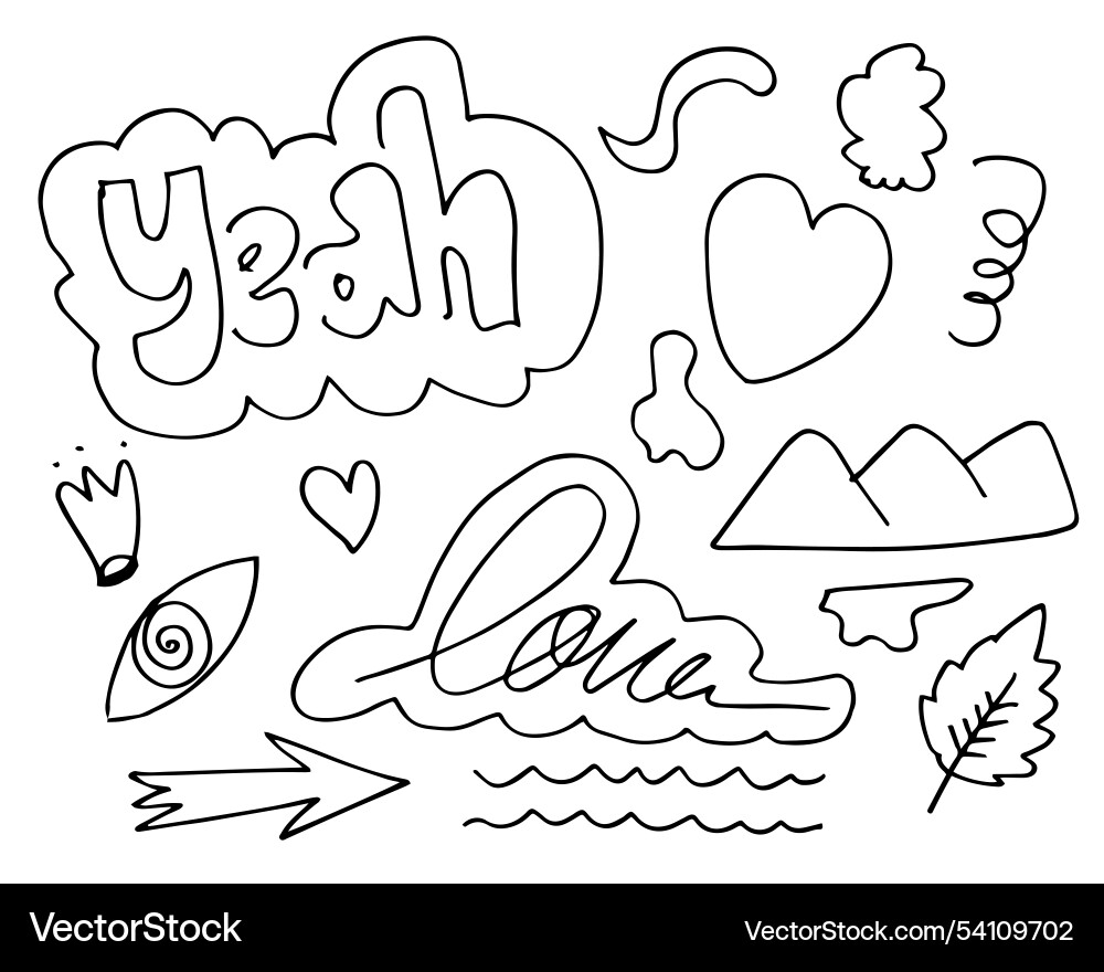 Set of doodle design elements on white background Set of doodle design elements on white background vector image