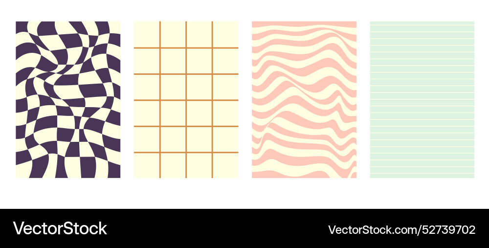 Set of psychedelic checkered and wavy patterns Set of psychedelic checkered and wavy patterns vector image