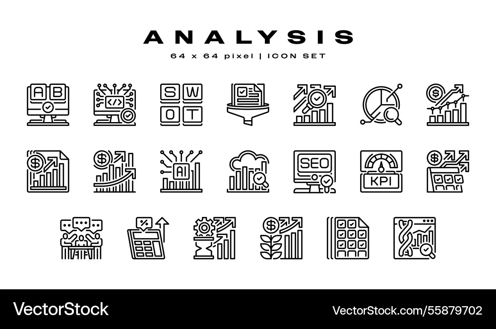 Simple set of analysis related line icons Simple set of analysis related line icons vector image