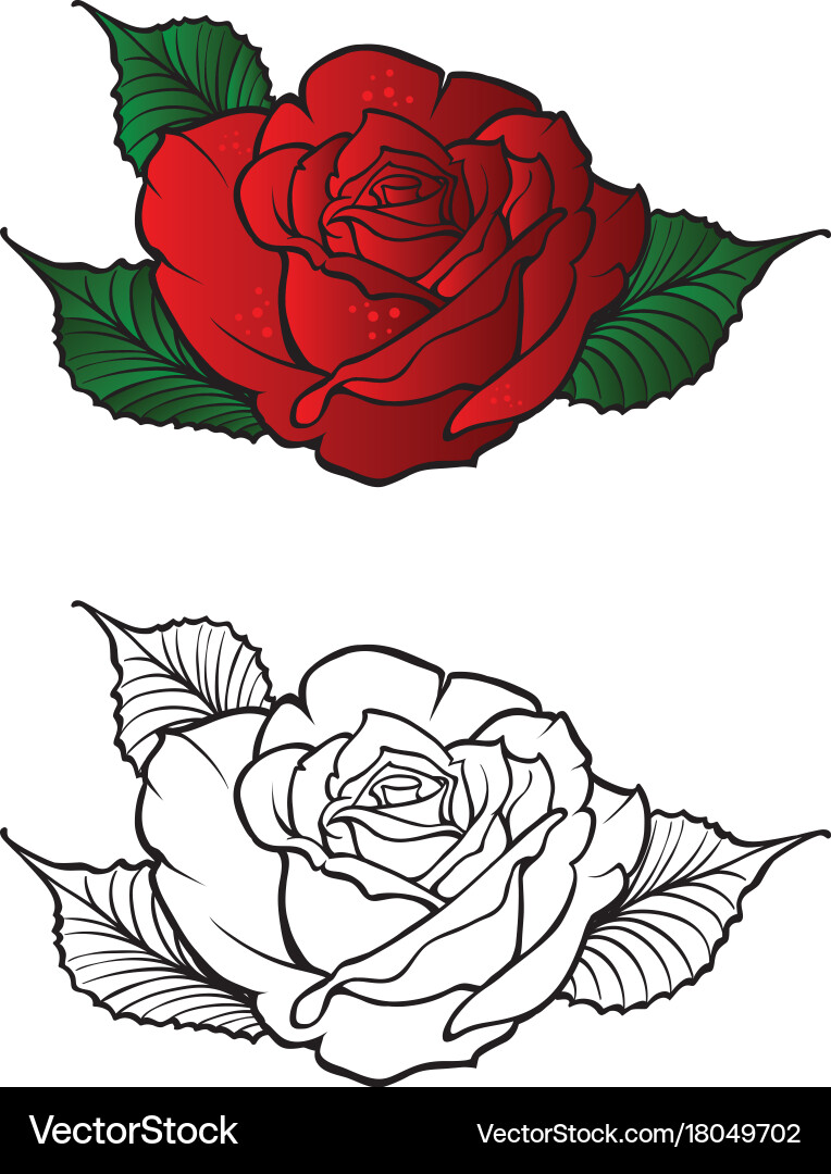 Tattoo rose Royalty Free Vector Image - VectorStock