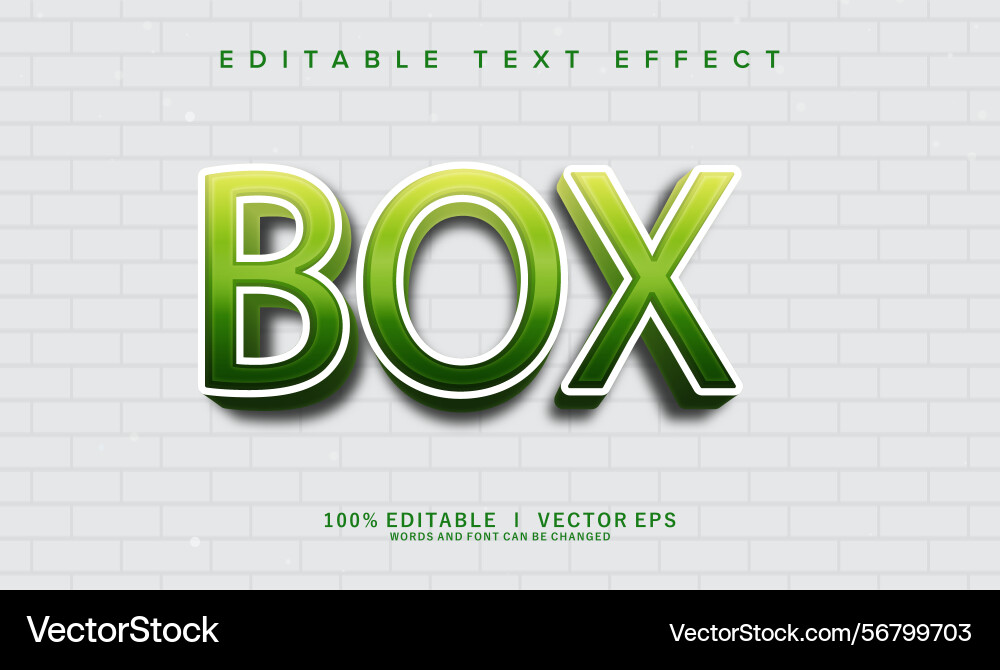 Box text effect with modern style design vector image