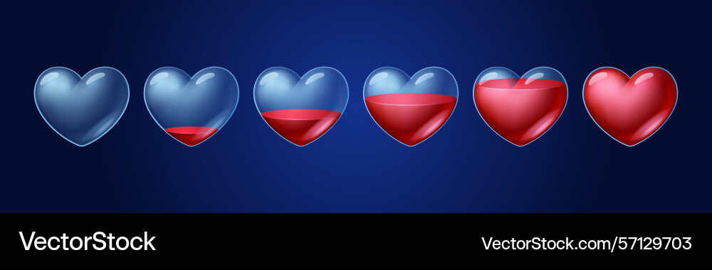 Heart fill progress game animation sprite sheet vector image