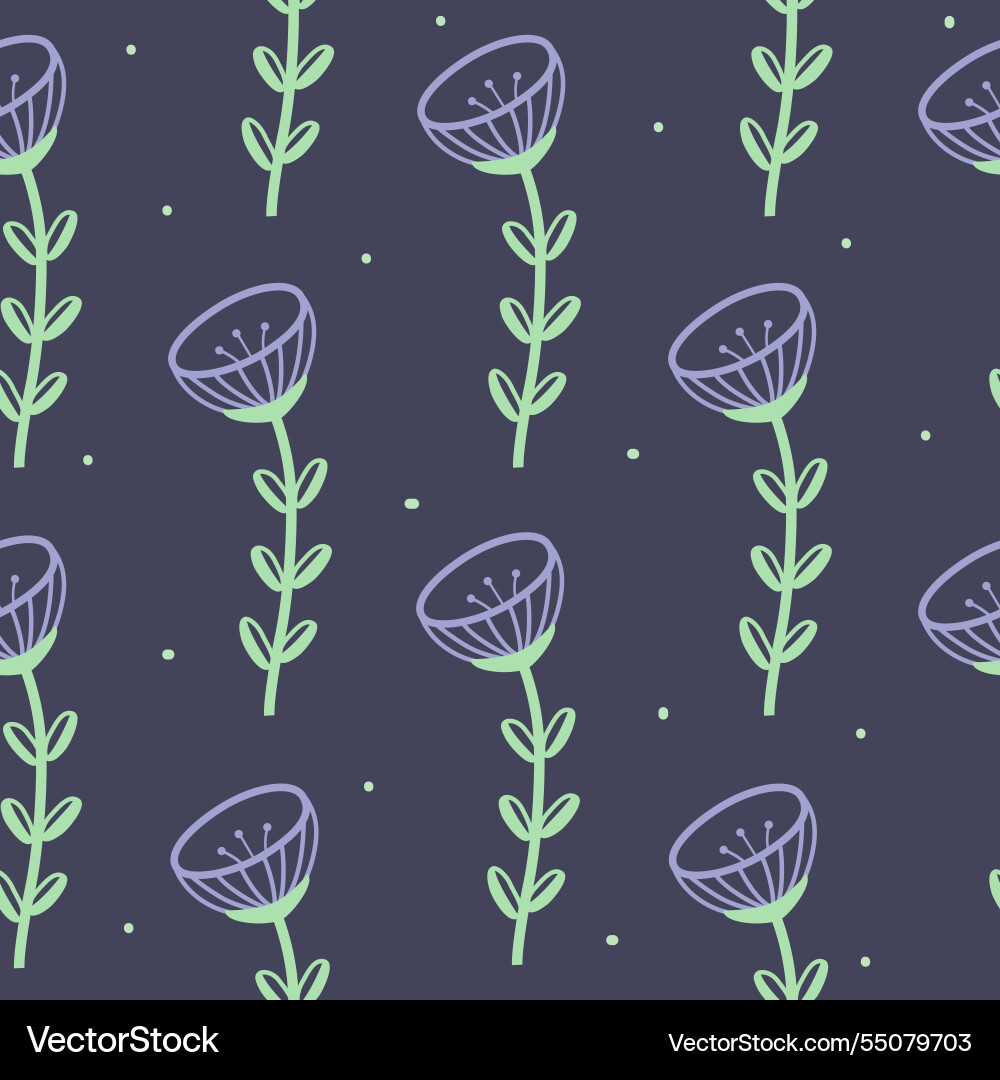 Seamless pattern with abstract flowers on a dark Seamless pattern with abstract flowers on a dark vector image