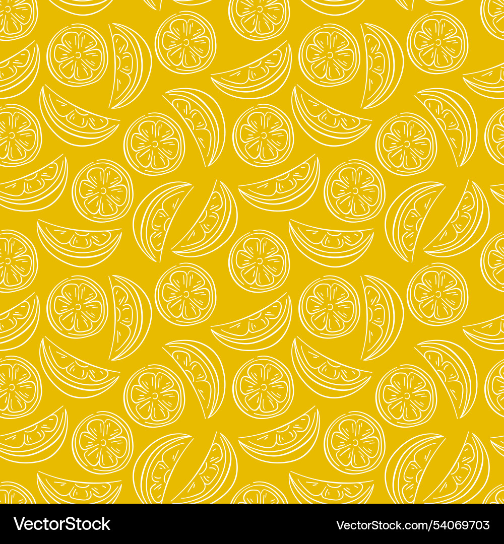 Seamless pattern with lemon in line art style Seamless pattern with lemon in line art style vector image