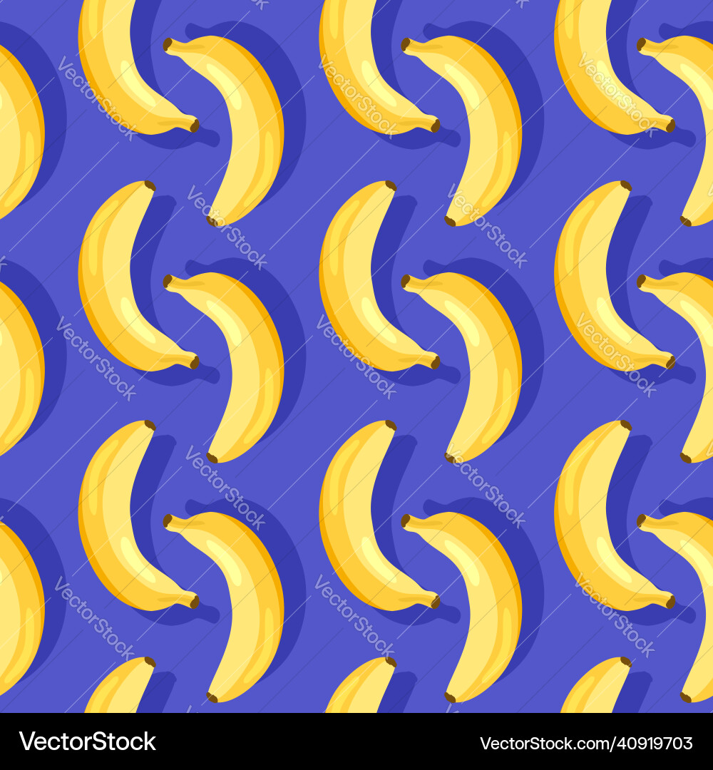 Seamless pattern with yellow ripe bananas vector image