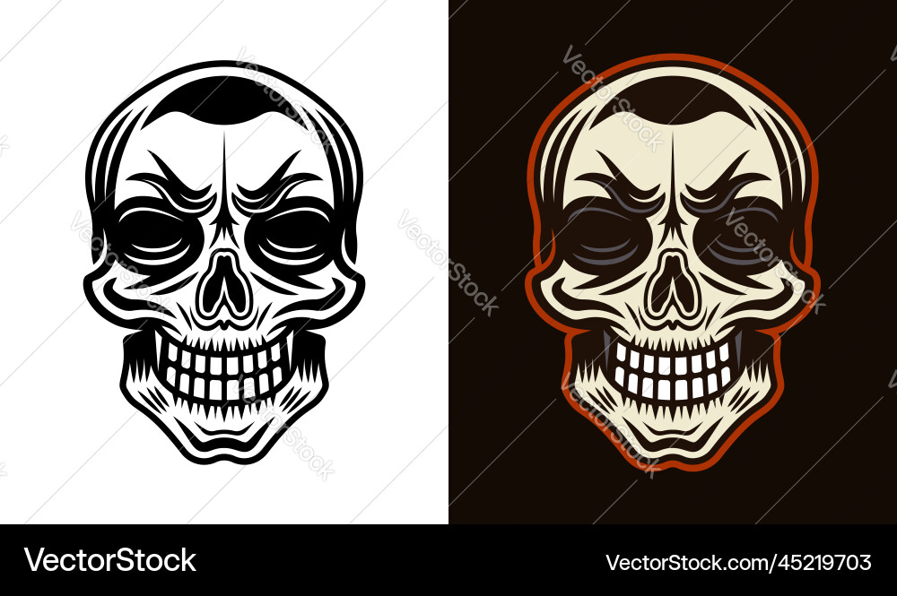 Skull character in two styles Skull character in two styles vector image