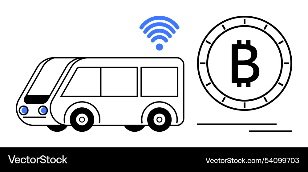 Smart bus with wireless and bitcoin payment system Vector Image