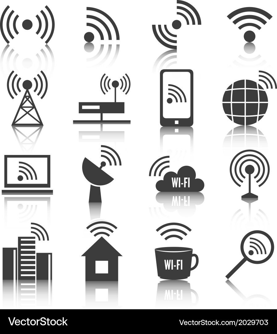 Wireless Network Icons - Communication Vector Image