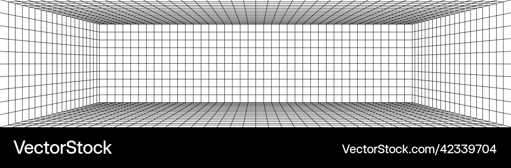 3d digital one point perspective grid room vector image