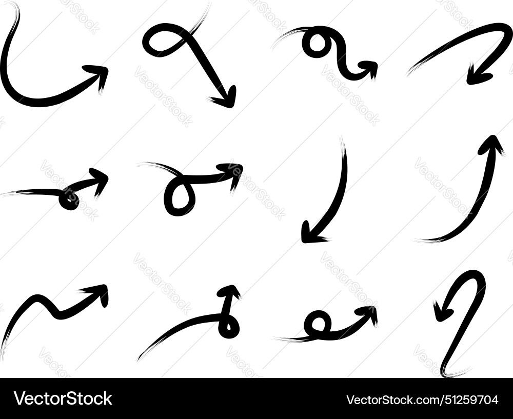 Brush arrow direction shape curved line pictogram Vector Image