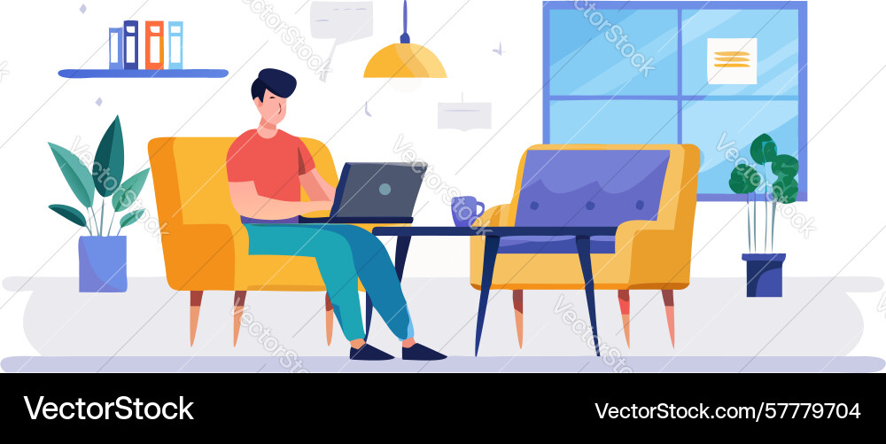 Collaborative remote work in a modern setting Vector Image