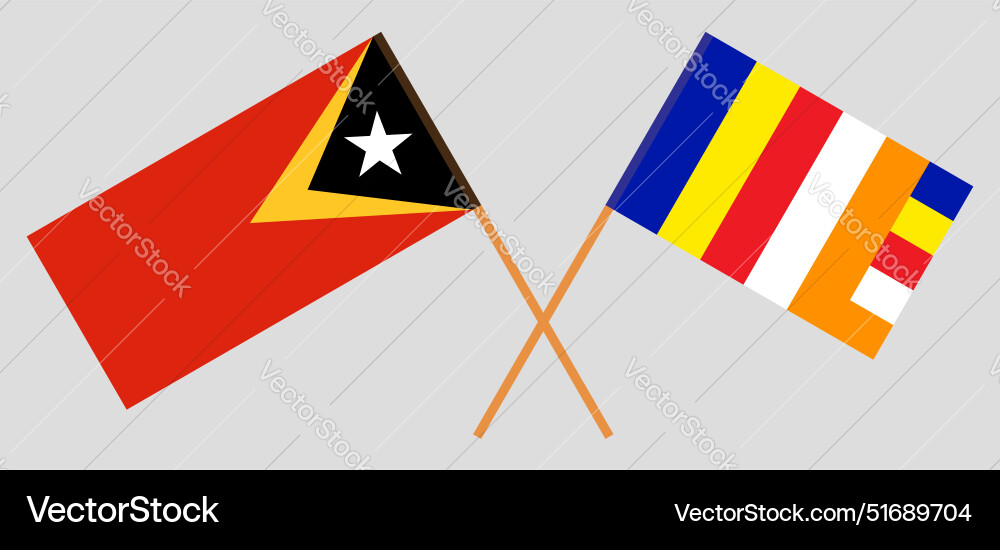 Crossed flags of east timor and buddhism official Crossed flags of east timor and buddhism official vector image