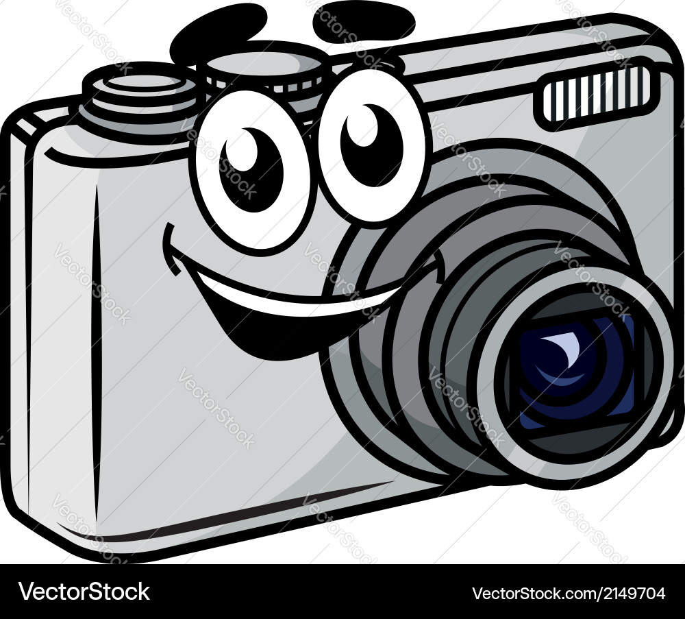 Cute little cartoon compact camera Royalty Free Vector Image