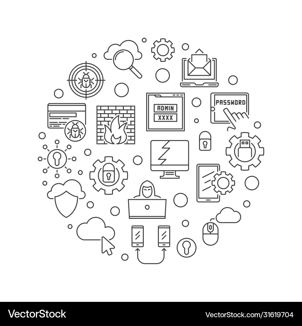 Cybersecurity Hacker Round Concept vector image