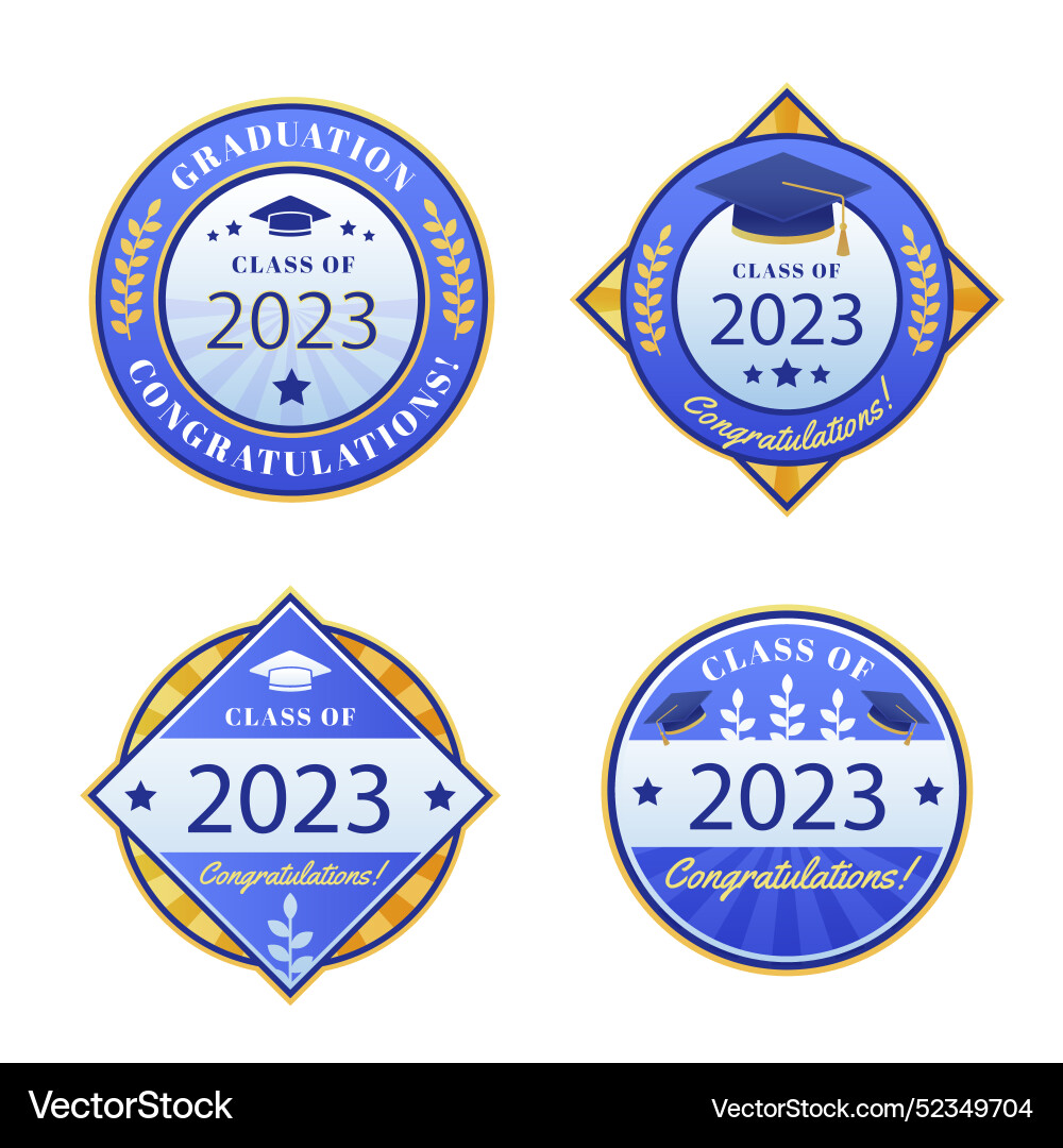 Gradient badges collection for class of 2023 Vector Image