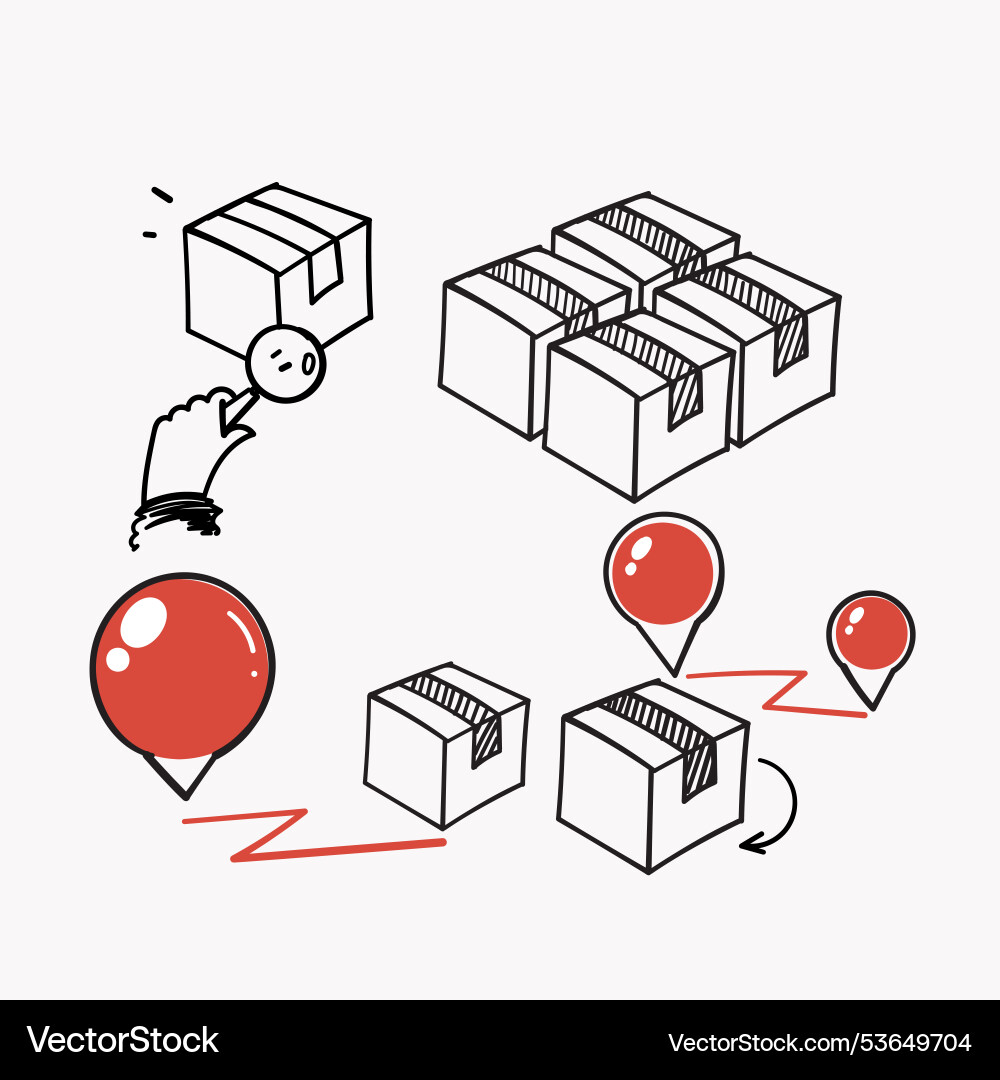 Hand drawn doodle package delivery related icon Hand drawn doodle package delivery related icon vector image
