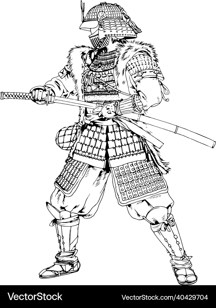 Japanese samurai warrior with a sword Japanese samurai warrior with a sword vector image