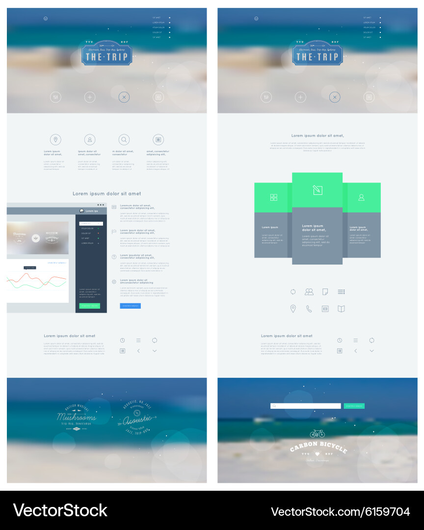 Landing page in flat style with features icons vector image