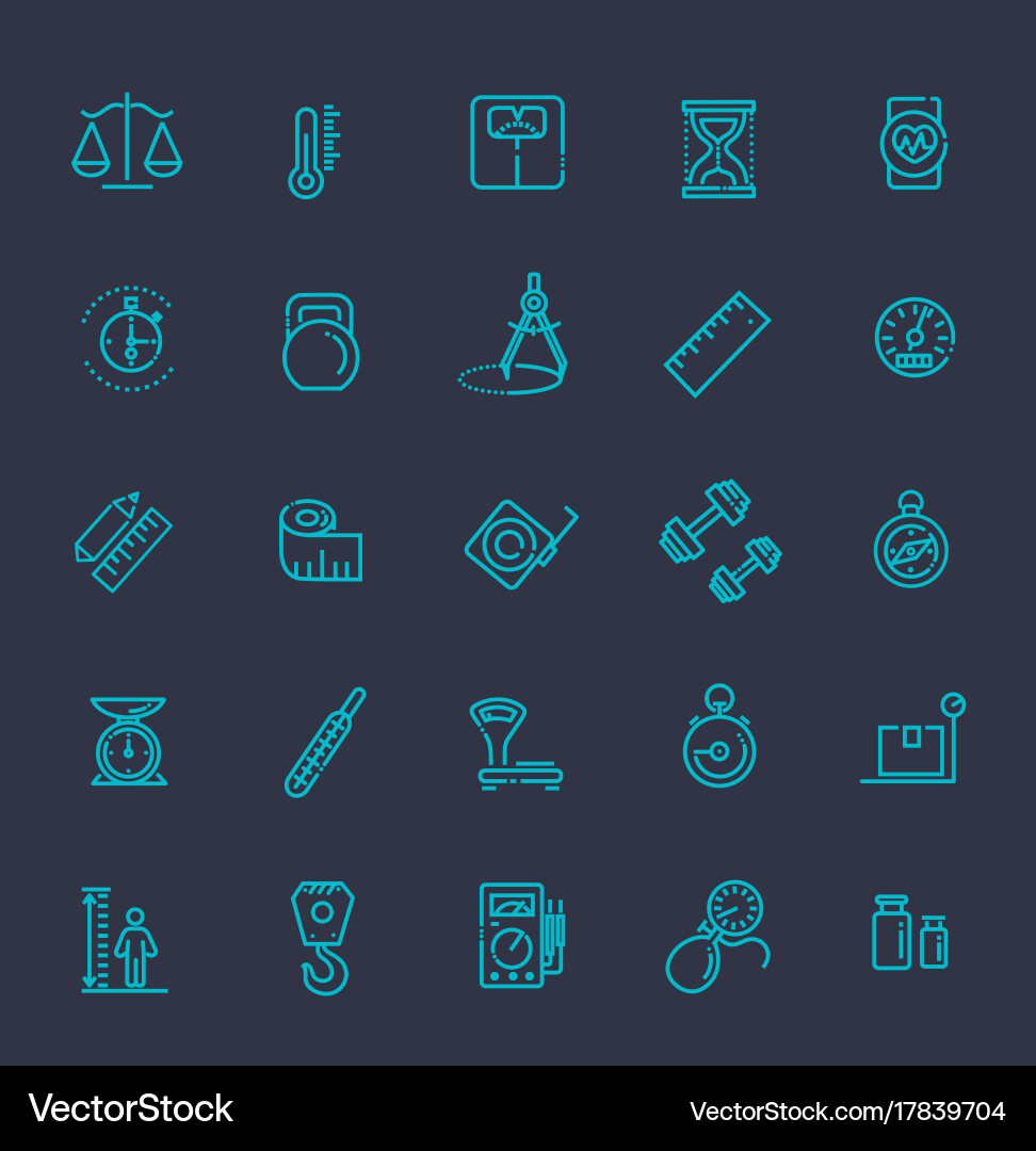Measuring related web icon set - outline vector image