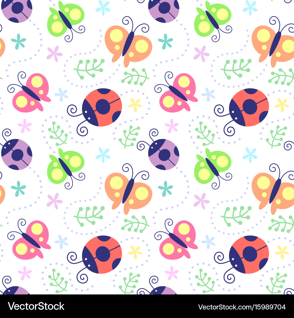 Seamless pattern ladybug Royalty Free Vector Image