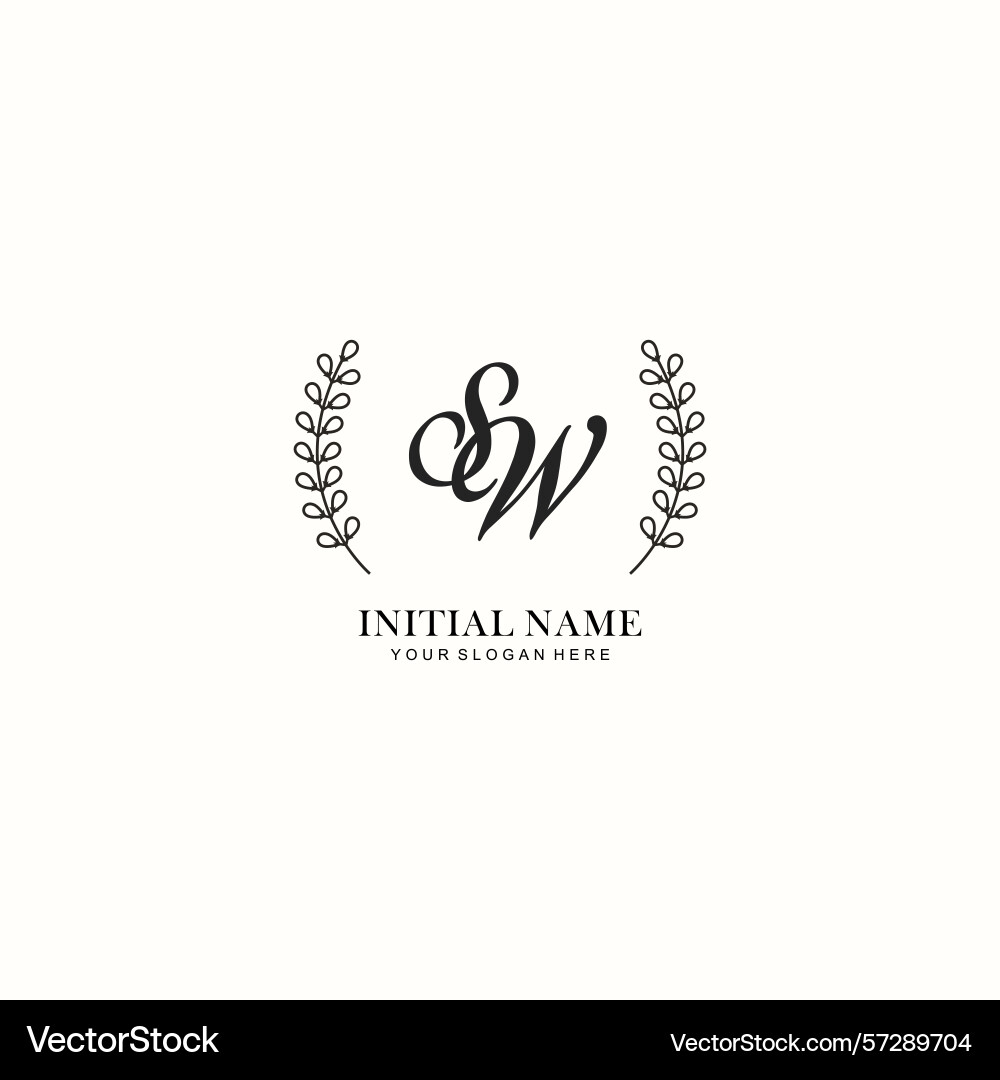 Sw initial logo templates with botanical elements Vector Image
