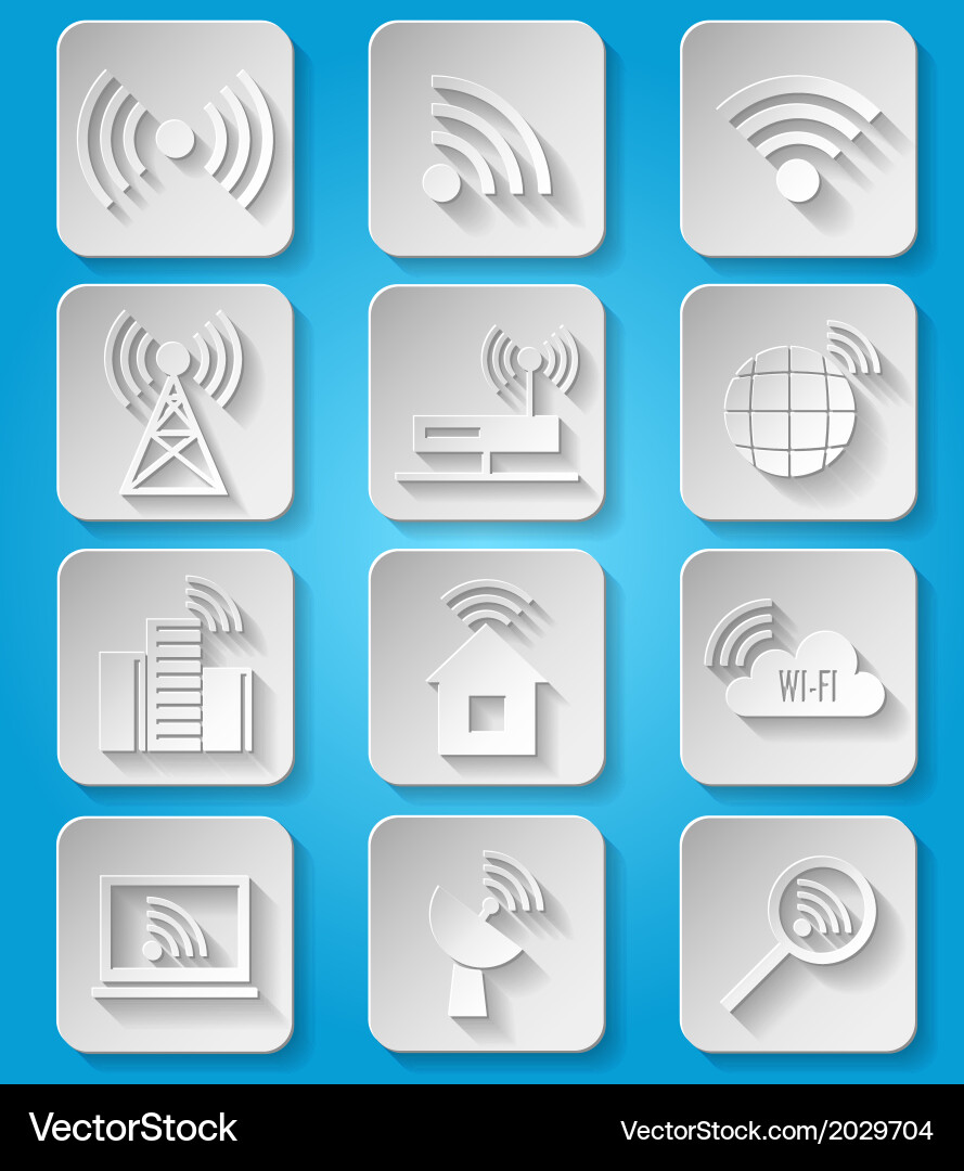 Wireless Network Icons Set Vector Image