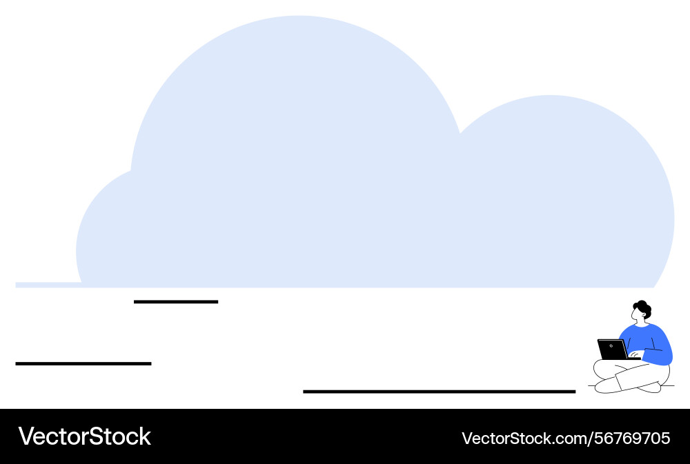 Cloud computing concept with a person working Cloud computing concept with a person working vector image