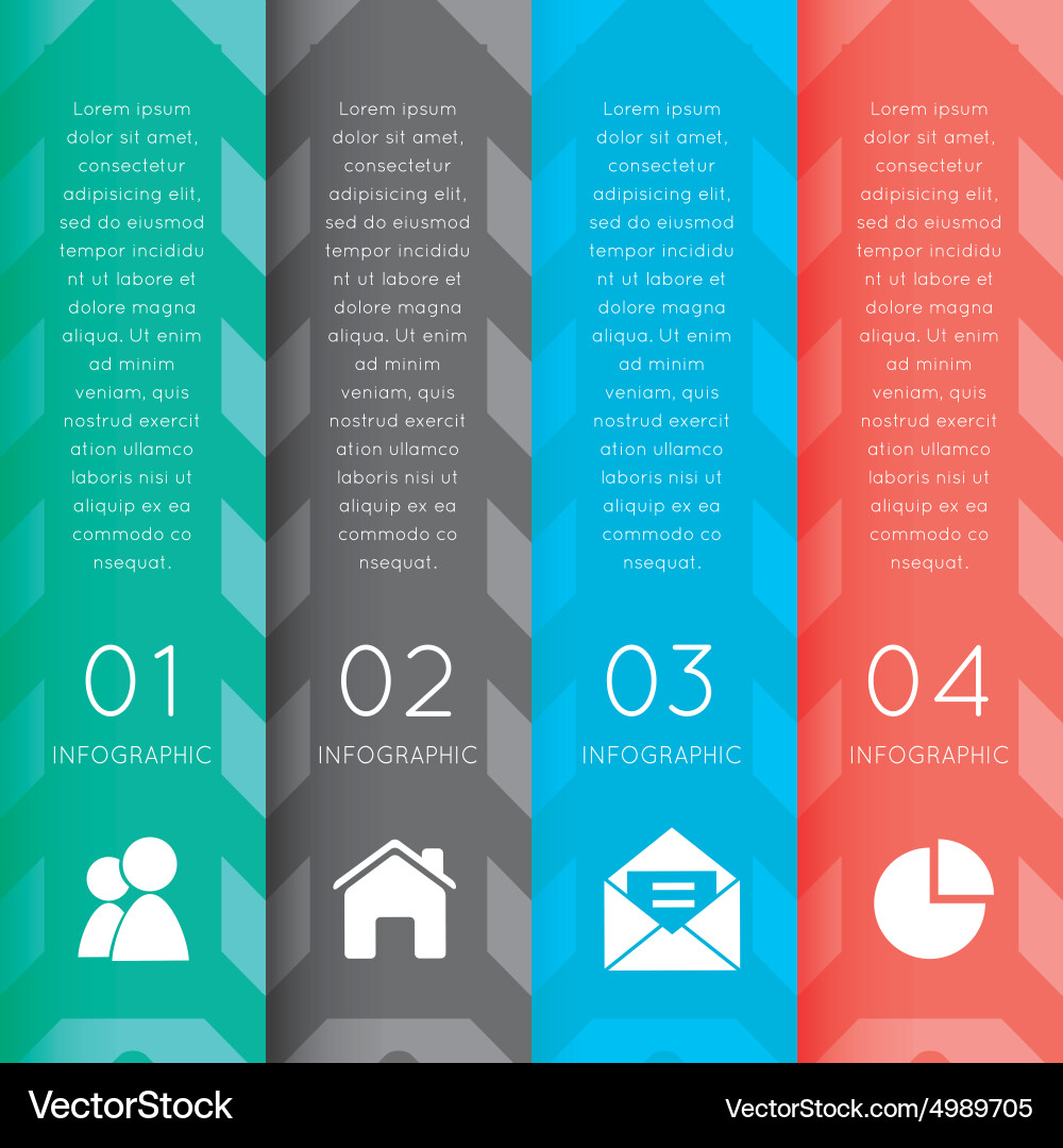 Colorful labels with sequence of steps vector image