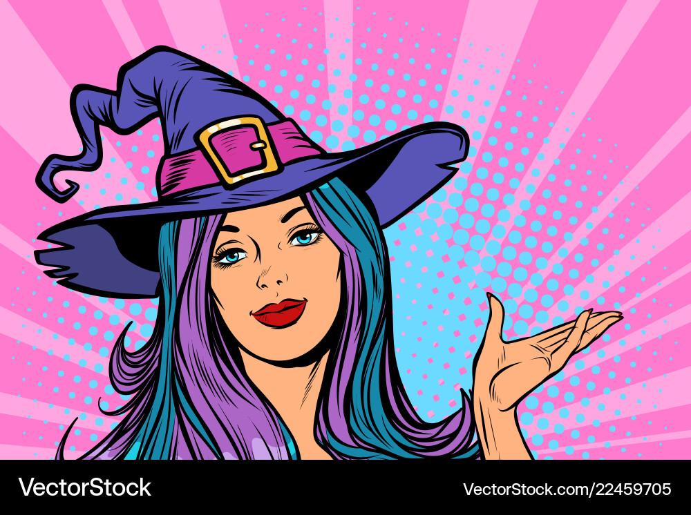 Happy halloween witch beautiful woman vector image