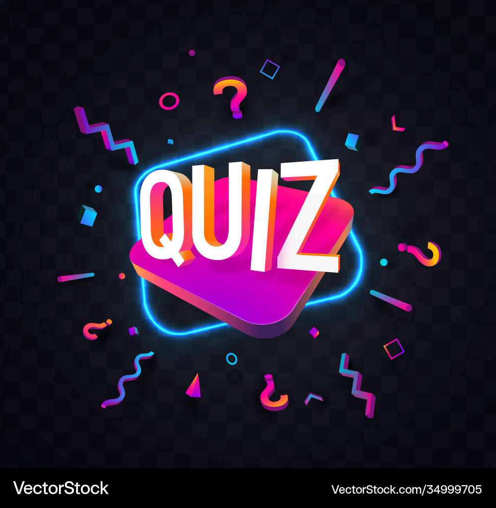 Quiz symbol neon trivia night vector image