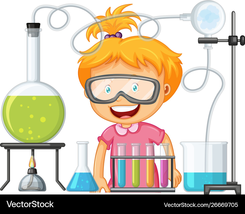 Scientist in Lab with Science Tools vector image