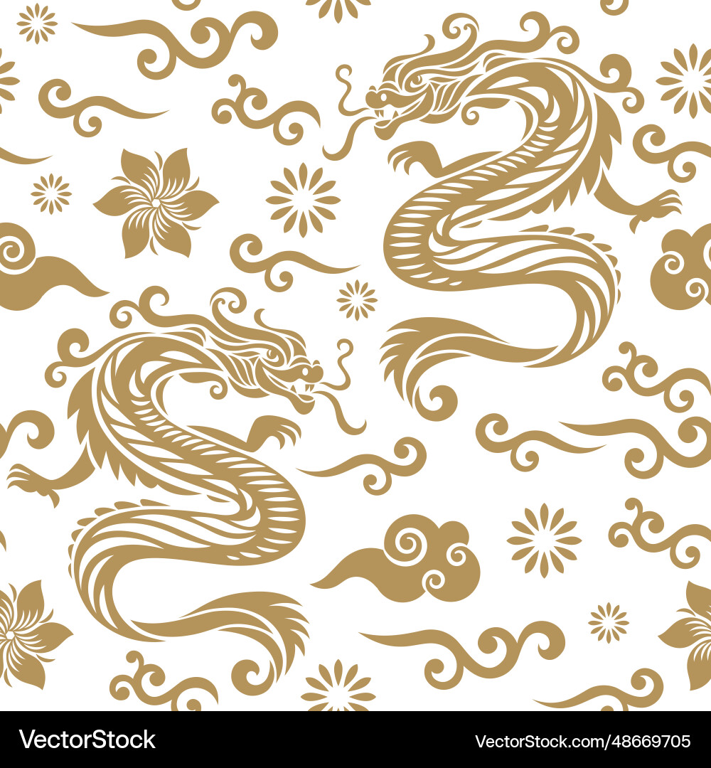 Seamless pattern with dragons Vector Image