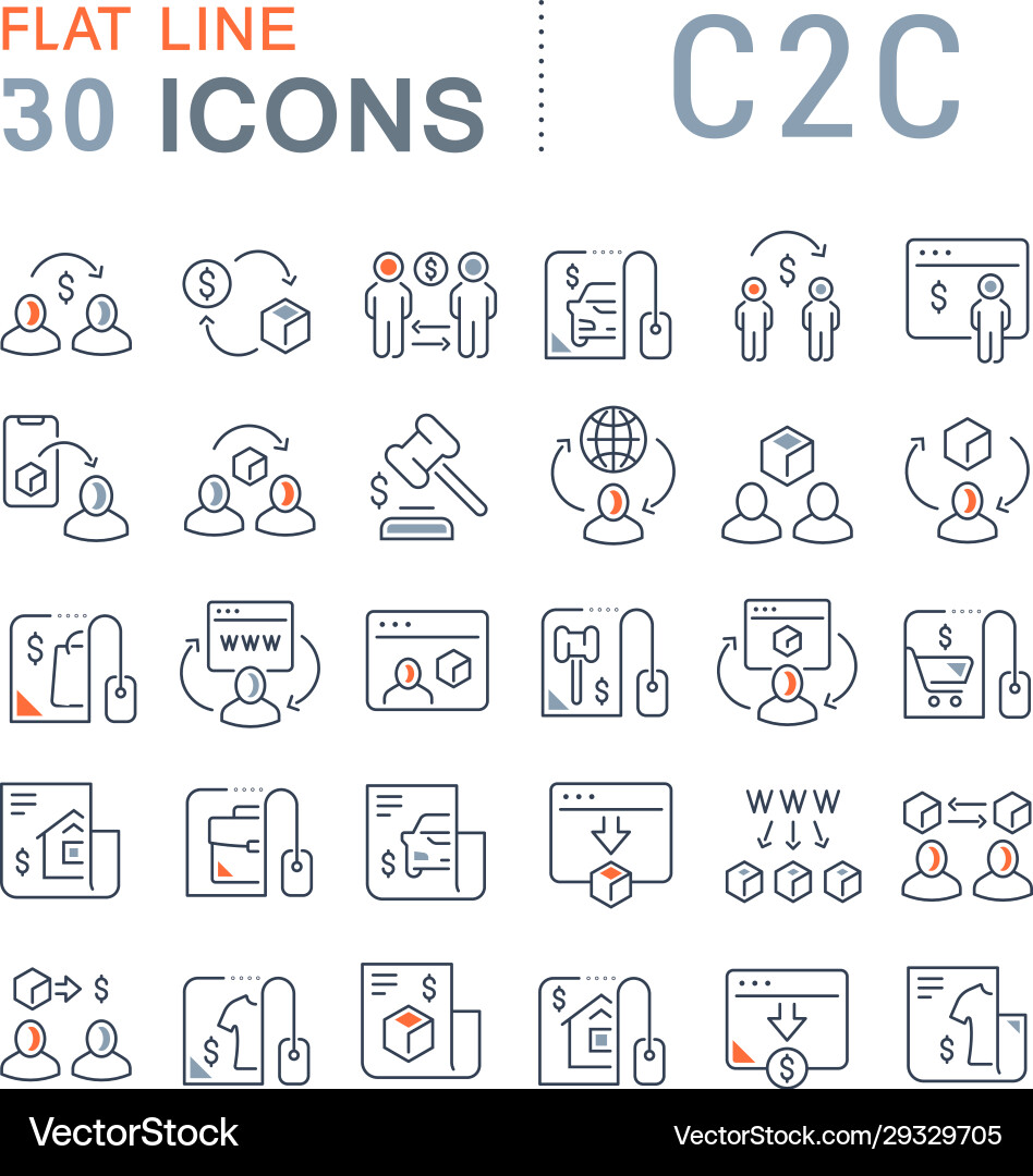 Set line icons c2c Set line icons c2c vector image