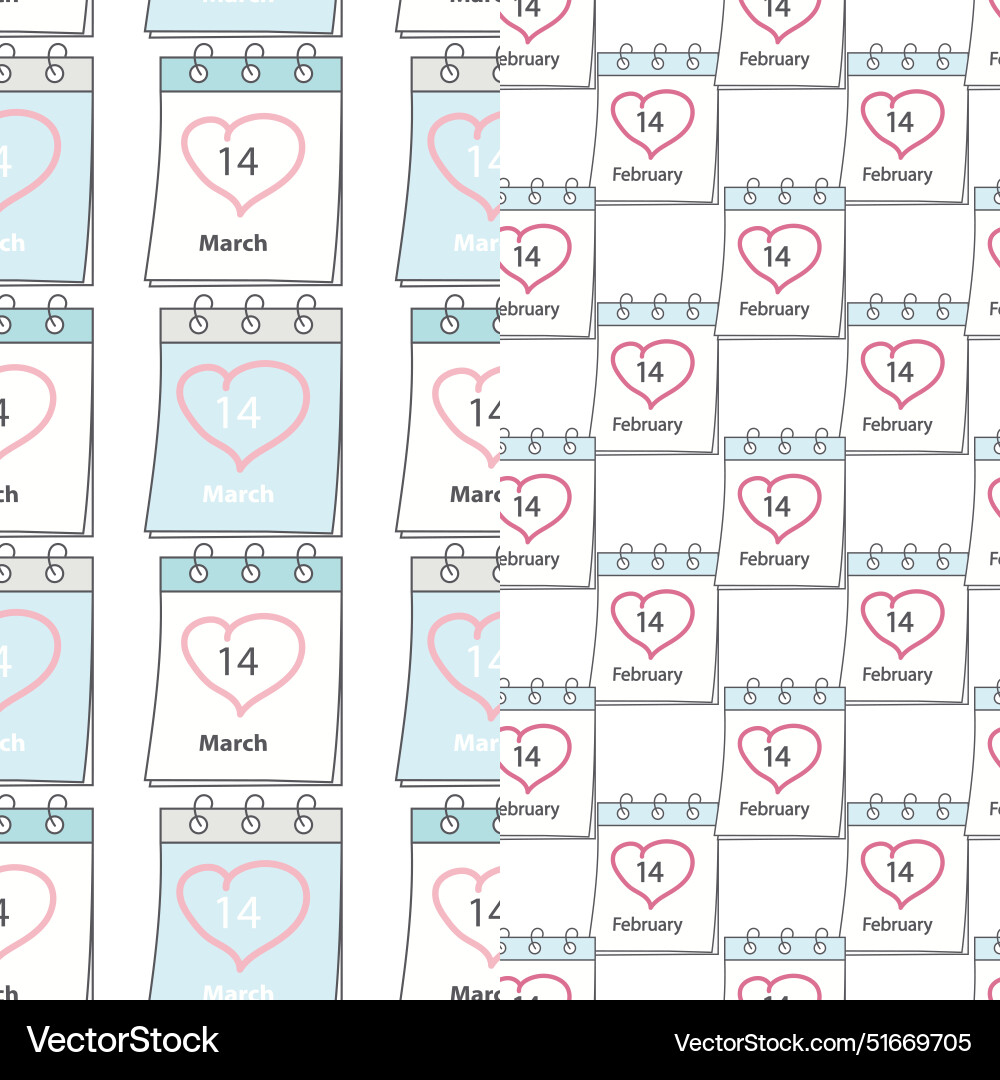 Set of 2 seamless patterns with calendar page Set of 2 seamless patterns with calendar page vector image