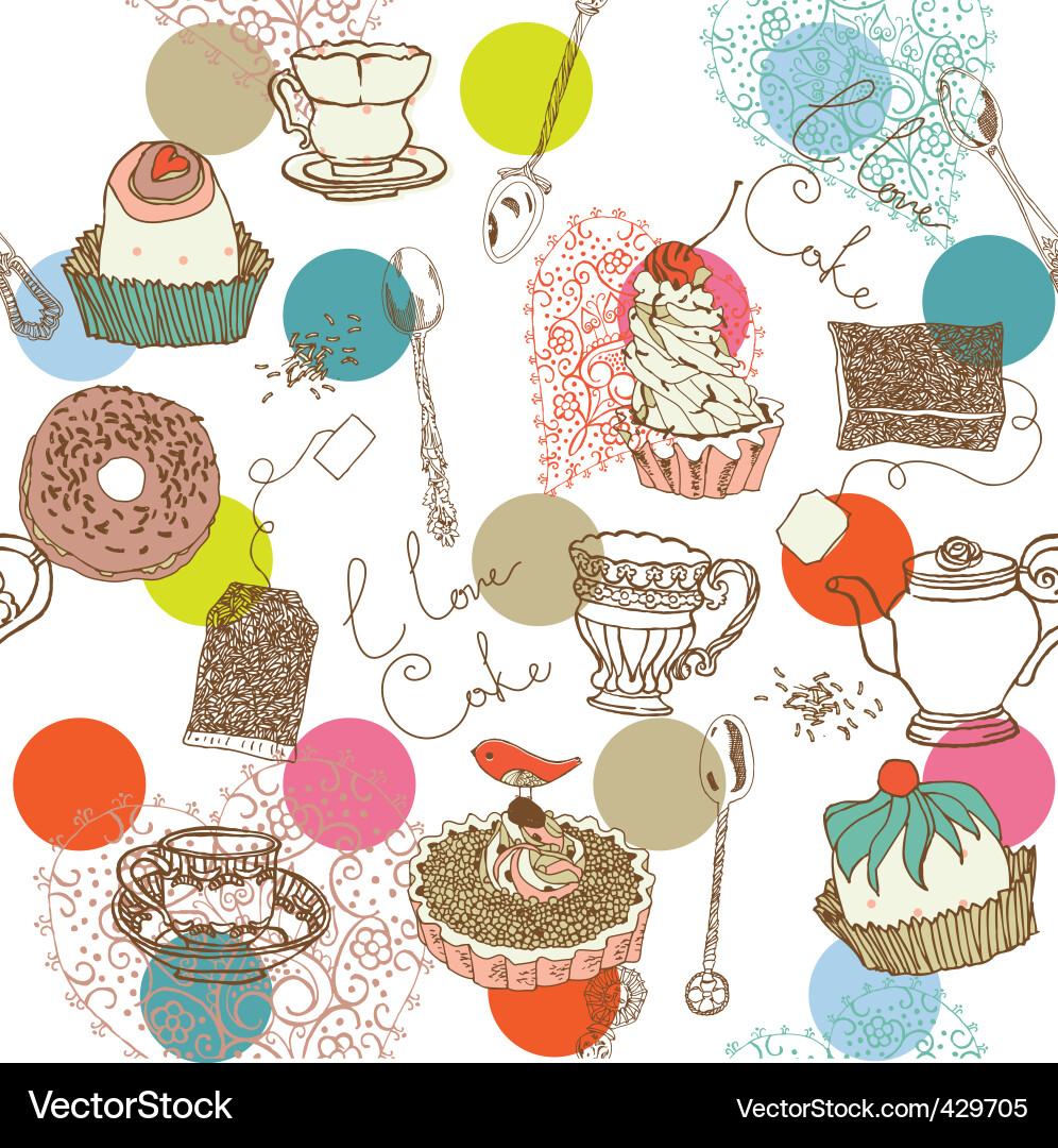 Sweet Celebration Cakes & Tea vector image