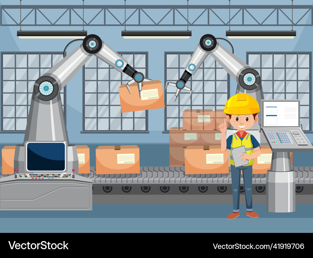 Automation industry concept with assembly line Automation industry concept with assembly line vector image