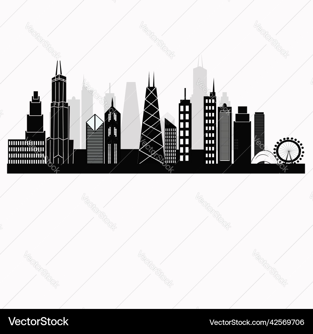 Chicago Skyline Silhouette vektorbild
