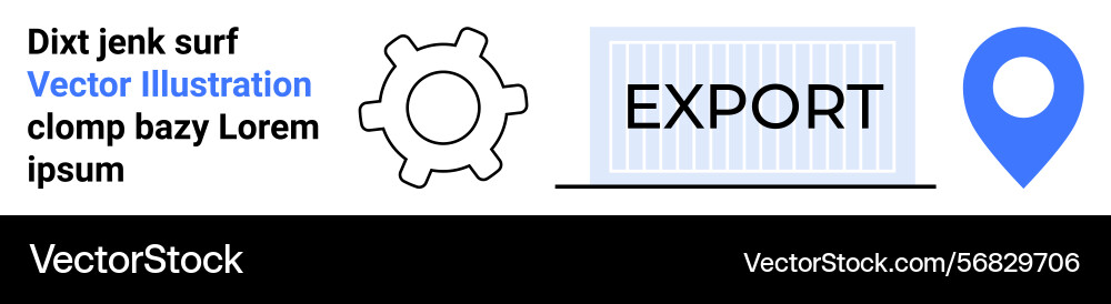 Export process visualization with cogwheel vector image