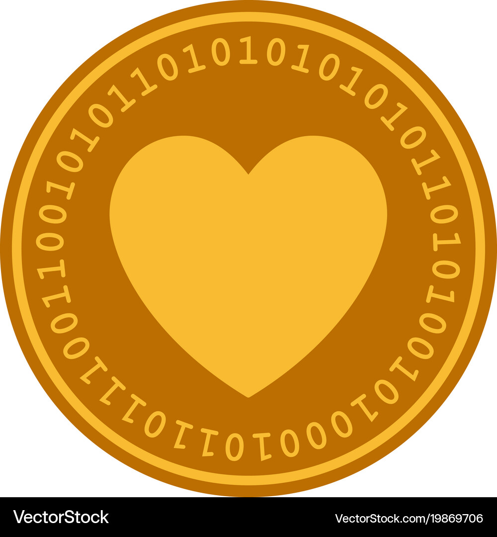 Golden Heart Cryptocurrency Coin – Royalty-Free Vector | VectorStock