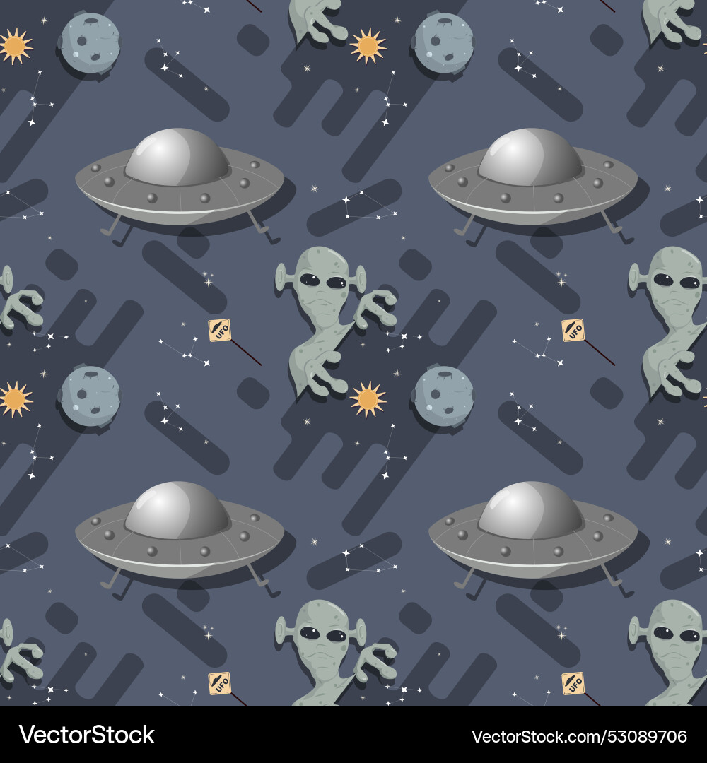 Seamless pattern an alien in outer space around Seamless pattern an alien in outer space around vector image