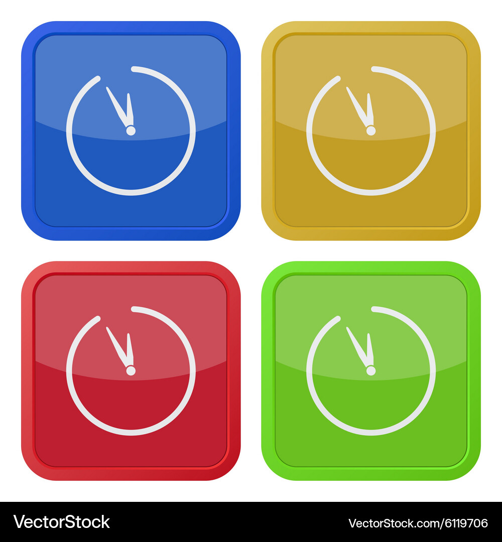 Set of four square icons with clock Vector Image