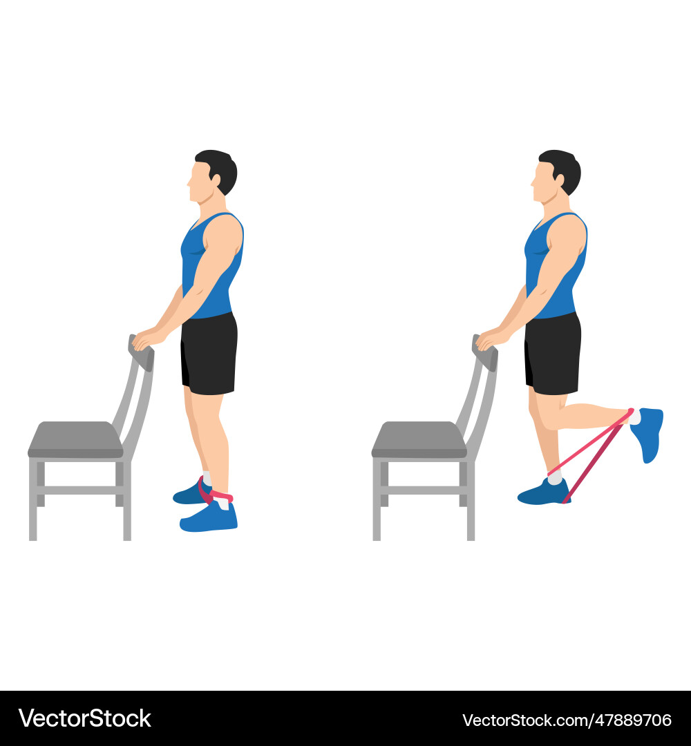 Standing Hamstring Curl with Resistance Band vector image