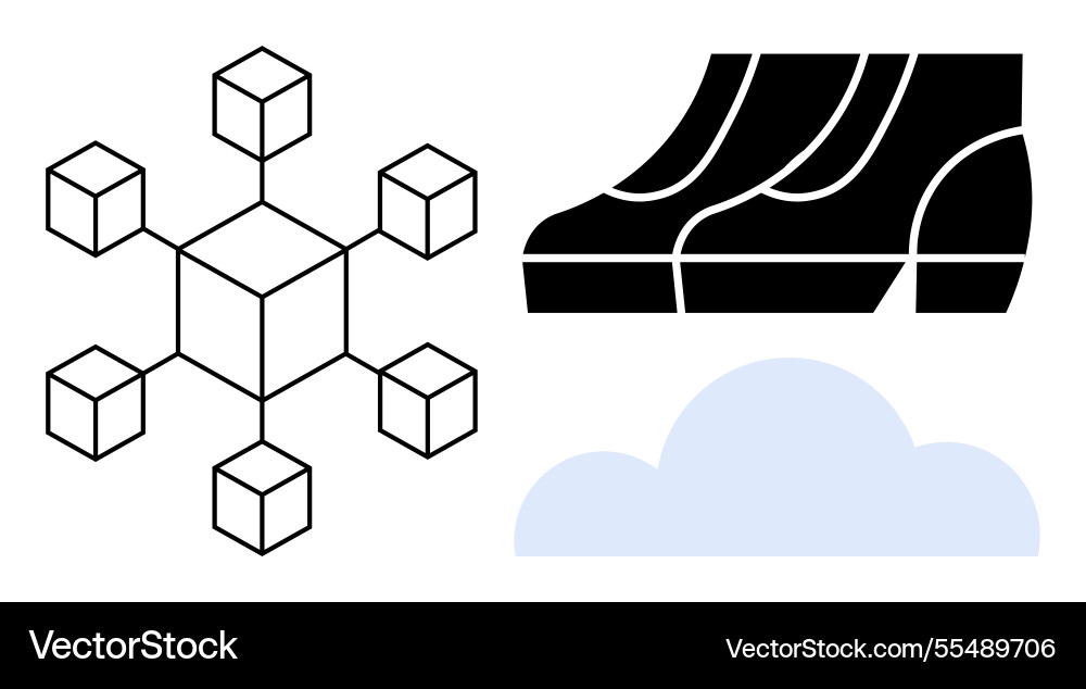 Technology concept with blockchain network server Technology concept with blockchain network server Vector Image